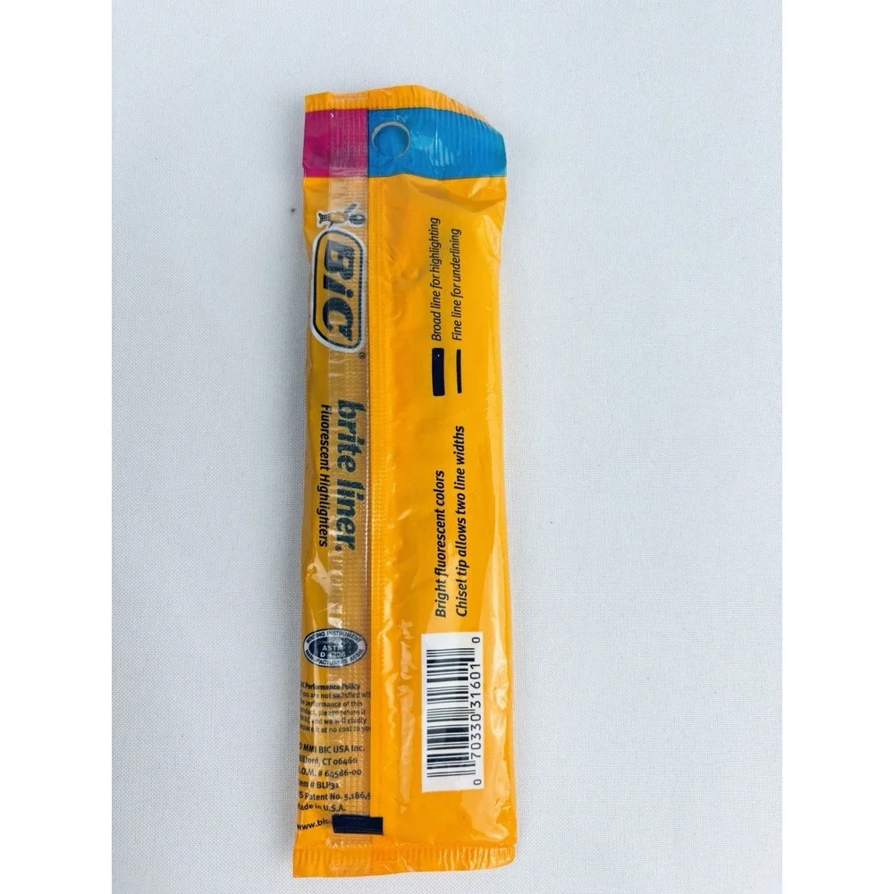 Vintage Bic Brite Liner Neon Fluorescent Highlighters 3 Pack 2001 NOS Sealed
